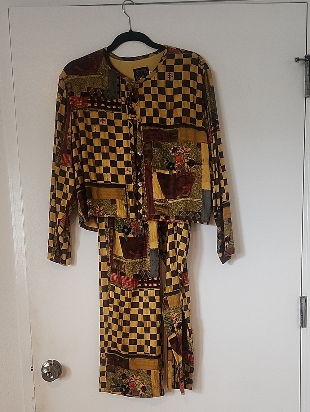 Vintage Jams World Mustard Checkerboard Top & Pants